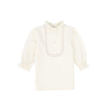 Bamboo Pleated Bib Blouse
