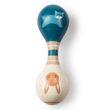 Mary Meyer Leika Racoon And Bunny Wooden Rattle 