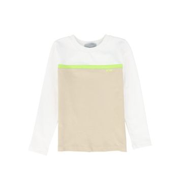 Bace Striped Contrast Pique T-Shirt Tan