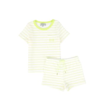 Bace Striped Ribbed T-shirt Set Yellow