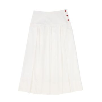 Bamboo Wide Pleat Button Maxi Skirt