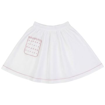Calla Lili girl linen skirt with SCALLOPS White/Dusty