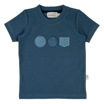 Bondoux Terry & Denim Top-Short Sleeves-Blue