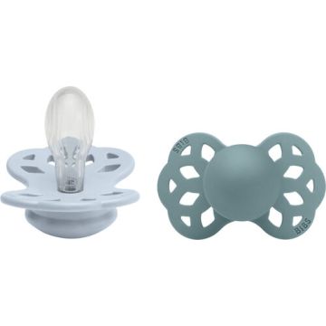BIBS Infinity 2 PACK Silicone Symmetrical Baby Blue/Island Sea