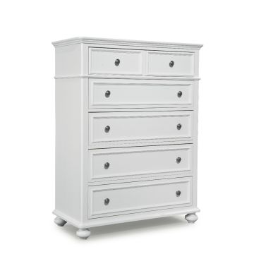 Legacy Classic Kids Madison Drawer Chest (5 Drawers; Large Top Drawer has Appearance of 2 Drawers) Natural White Painted