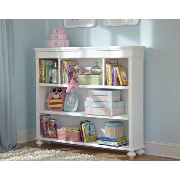 Legacy Classic Kids Madison Bookcase/Hutch (3 Storage Areas, 1 Fixed Shelf, 1 Adjustable/Removable Shelf, Wire Access) Natural White Painted