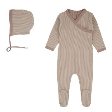 Rompp Two Tone Onesie Knit-Beige/Lavender