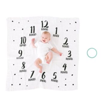 Pearhead Watch Me Grow Milestone Blanket, Black & White