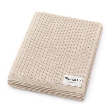 Bleu La La Organic Ribbed Knit Cotton Baby Blanket