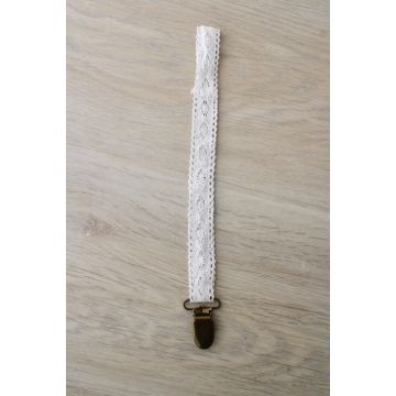 Little Threads White Vintage Crotchet Pacifier Clip