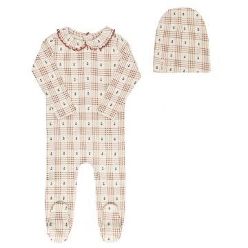 Ely's and Co Floral Plaid Footie+Beanie