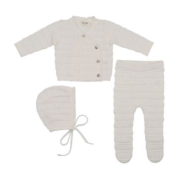 Bee and Dee 2 Piece Knit Outfit+Bonnet 
