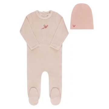 Ely's and Co Velour Stripe Footie+Beanie