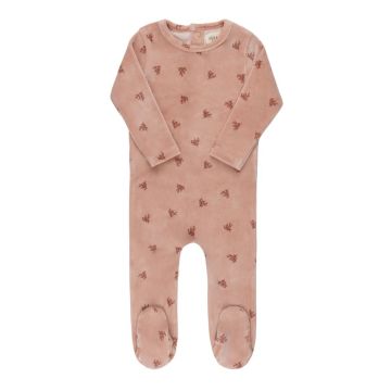 Ely's and Co Velour Leaf Pattern Footie