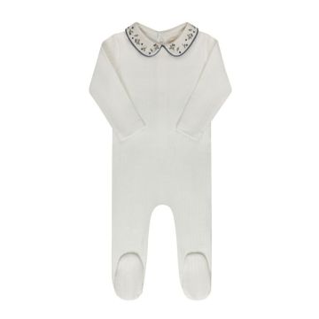 Ely's and Co Floral Embroidered Collar Footie