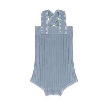Looms Wave Collection Whip Stitch Knit Romper Blue