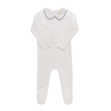 Looms Wave Collection Tulip Collar Footie Ivory Pin Dot