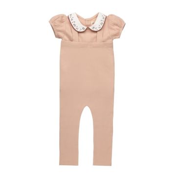 Ely's and Co Floral Embroidered Collar Tshirt+Overalls 