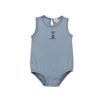 Aurora Cotton Crossstich Lighthouse Collection Blue Romper
