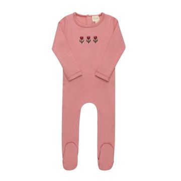 Aurora Cotton Crossstich Tulip Collection Pink Footie