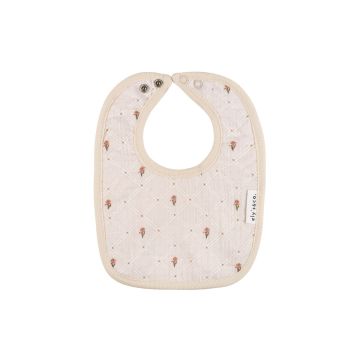 Ely's and Co Jersey Cotton Floral Grid Collection - Ivory/ Pink - Bib / One size