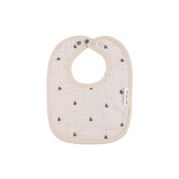 Ely's and Co Jersey Cotton Floral Grid Collection - Ivory/Leaf - Bib / One size