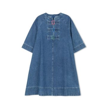 Velvette Label DENIM COLORED BUCKLE DRESS
