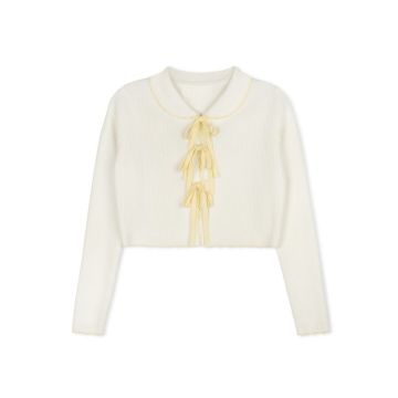 Velvette Label BOW TIE CARDIGAN Yellow