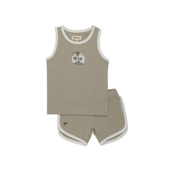 Ely's and Co Ribbed Printed Palm Terry Tank and Shorts