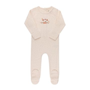 Ely's and Co Floral Stripe Collection Ivory Pink Footie