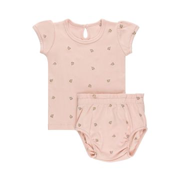 Ely's and Co Embroidered Collection Pink Tulip 2 Piece Set