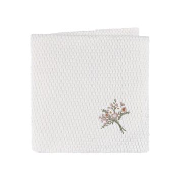 Tricot Knit Embroidered blanket Ivory/Mauve Floral