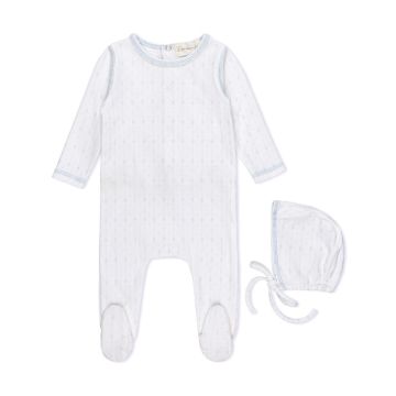 Lamour Lou Striped Floral Footie+Bonnet