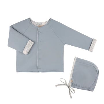 Tricot Reversible Jacket and bonnet Blue