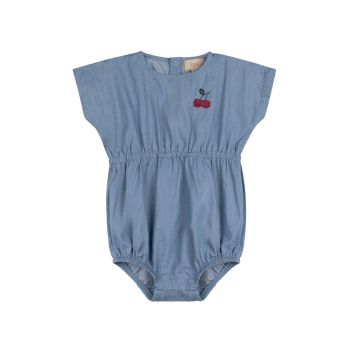Tricot Cherry denim romper