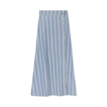 Velvette Label DENIM STRIPE BUTTON SKIRT