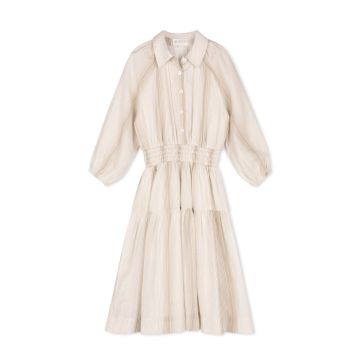 Velvette Label STRIPED WAISTED DRESS
