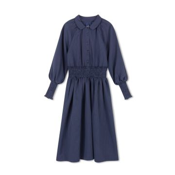 Velvette Label BLUE STRIPE WAISTED DRESS