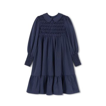 Velvette Label BLUE STRIPE SMOCKED DRESS