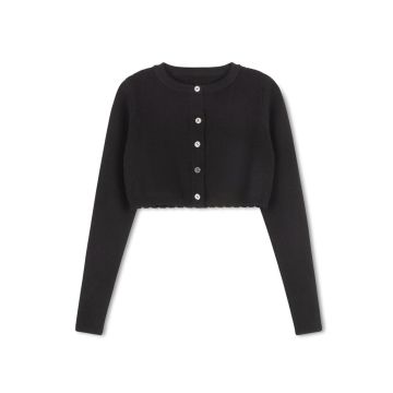 Velvette Label BLACK CROP SCALLOPED CARDIGAN