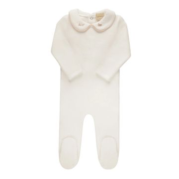Aurora Embroidered Velour Collar Footie