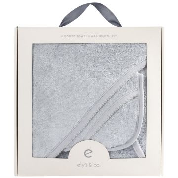 Elys and Co Solid Scalloped Hooded Towel and Washcloth Set - Hooded Towel + Washcloth / Blue