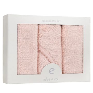 Elys and Co Solid Scalloped Washcloth Set Pink, 3 Pack