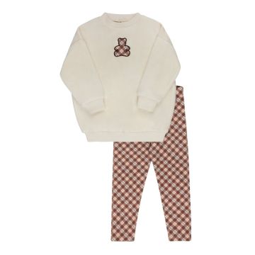 Ely's and Co Velour Plaid Bear Sweatshirt and Leggings