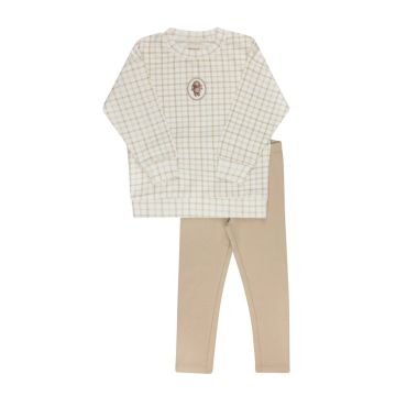 Ely's and Co Plaid Sheep Lounge Set Beige