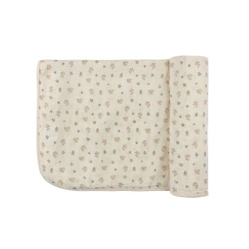 Ely's and Co Garden Floral Print Collection Ivory Boy Muslin Swaddle