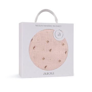 Aurora Single Muslin Swaddle Floral Print - Pink / One size