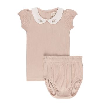 Ely's and Co Organic Embroidered Collar Collection Pink Heather Set