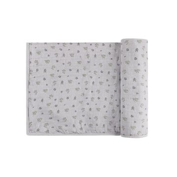Ely's and Co Garden Floral Print Collection Blue Muslin Swaddle