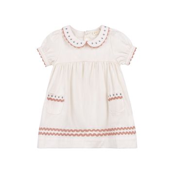 Looms Wave Collection Tulip Collar SS Dress Ivory